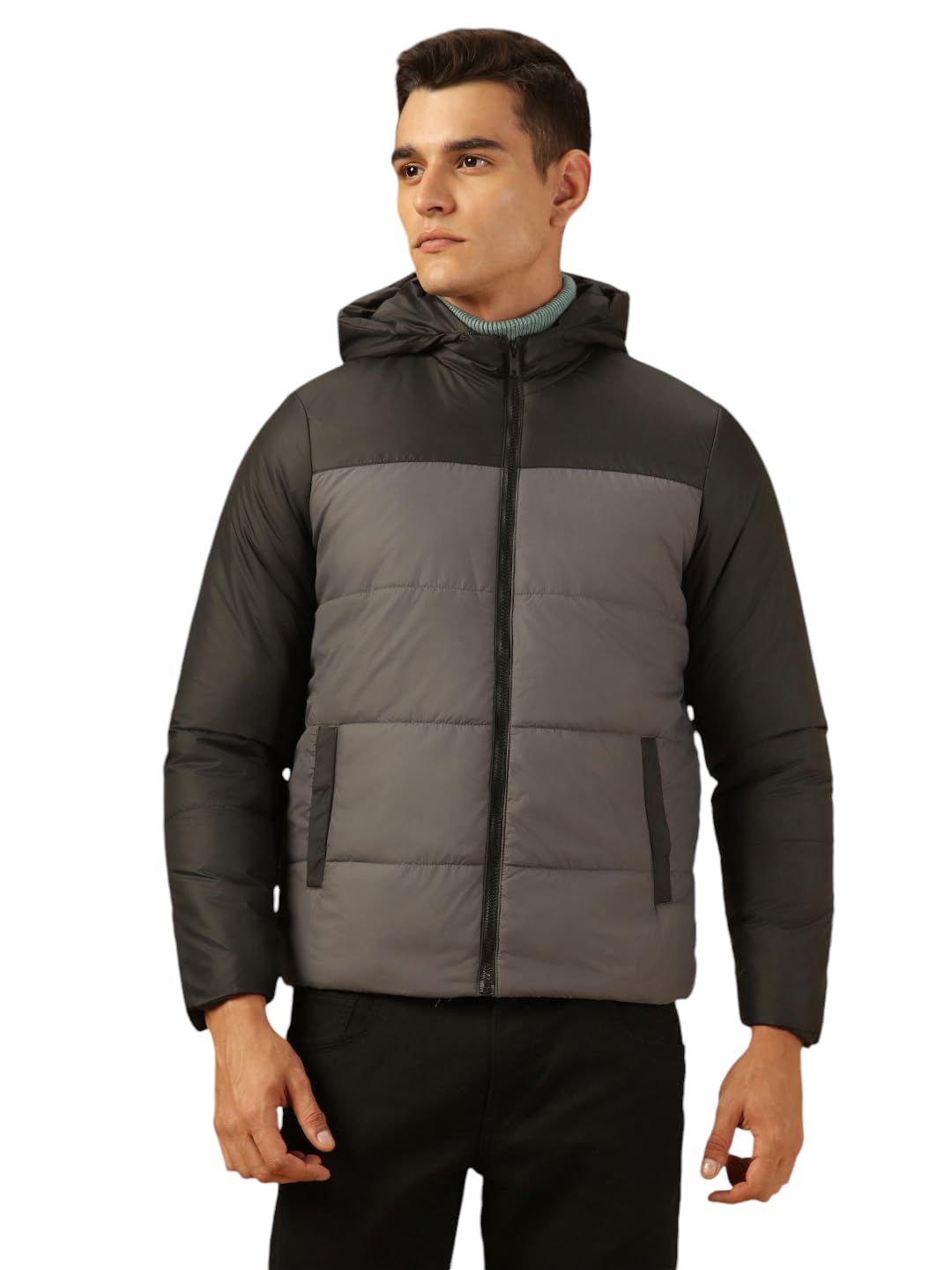 Dennis Lingo Men Regular Fit Ployseter Colorblock Full Sleeves Hooded Padded Jackets