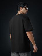 The Souled Store Jurassic Park: Rockstar Men and Boys Short Sleeves Round Neck Black Graphic Printed Cotton Oversized T-Shirts
