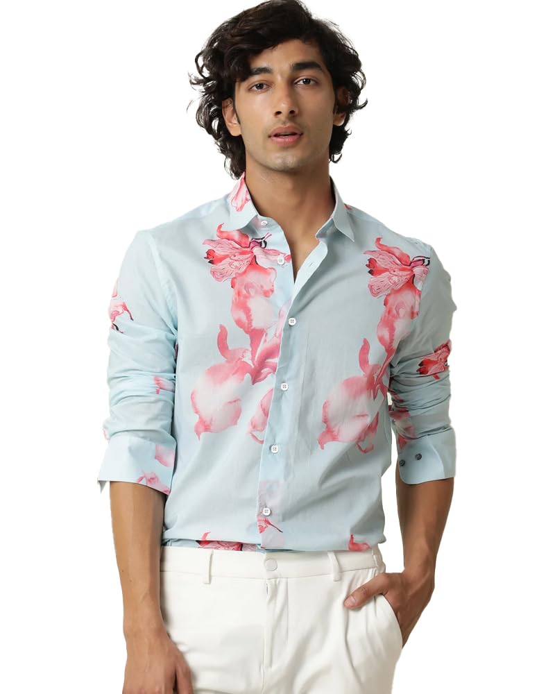 Noble Monk MenS Regular Fit Shirt | Floral Print Spread Collar Casual Shirt For Men
