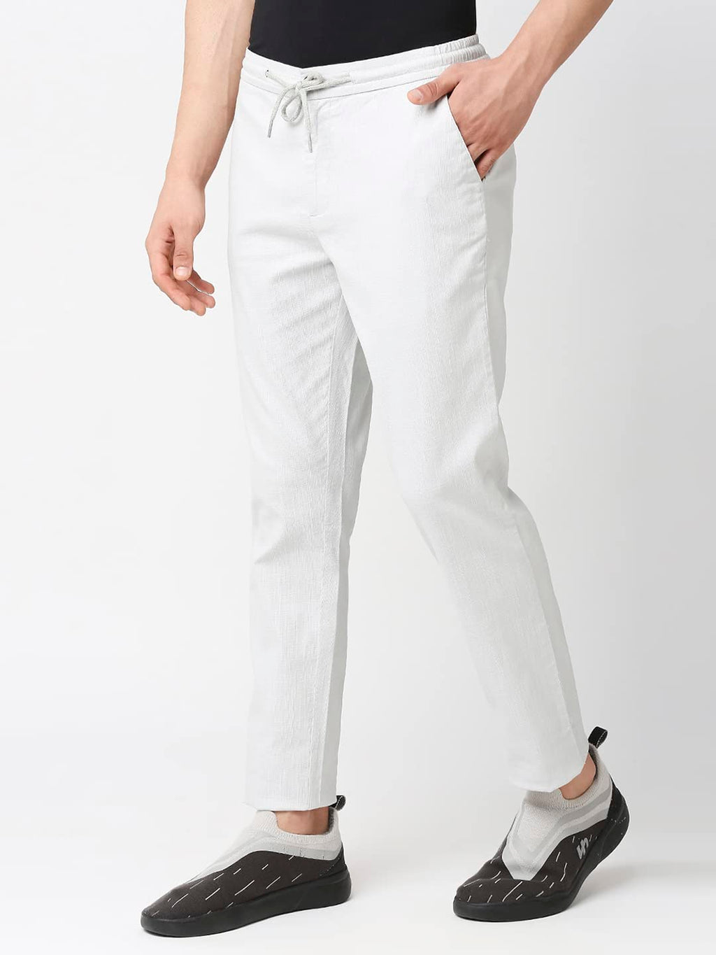 Thomas Scott Mens | Comfort | Slim Fit | Mid-Rise | Drawstring Closure | Solid | 4 Pockets | Woven | Chinos | Trouser (CCBT07_G