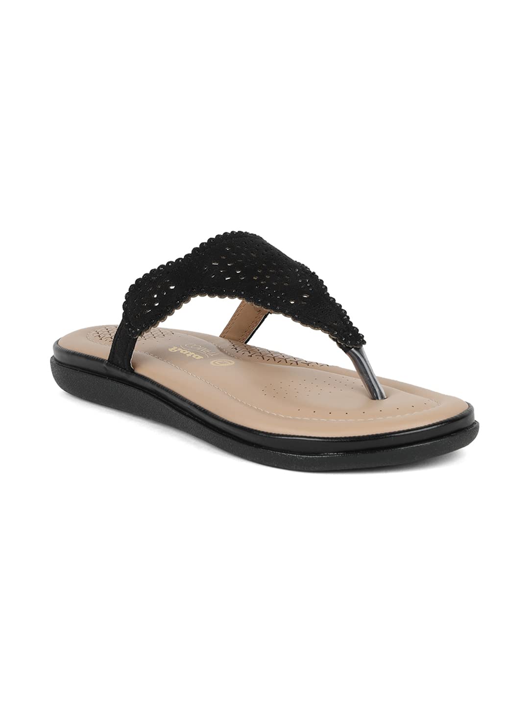 Bata Womens Crystal Thong Flats, (5716037), 4 Black 4