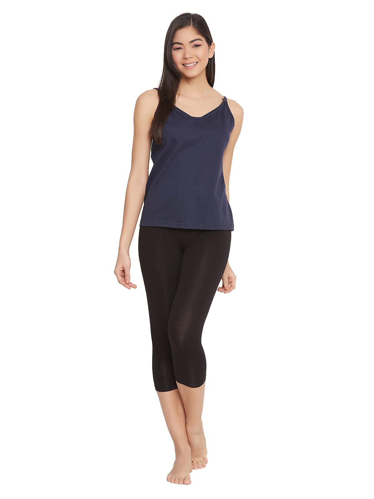 Clovia Womens Cotton Maternity Feeding Camisole Top (CM0030P08_Navy Blue_S)