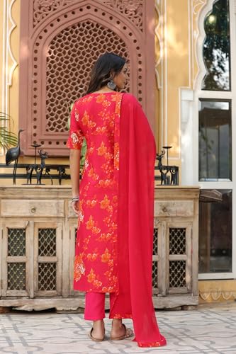 ANNI DESIGNER Womens Cotton Blend Straight Printed Kurta with Pant & Dupatta (AUX-Orange-BFV_L_Orange_Large)