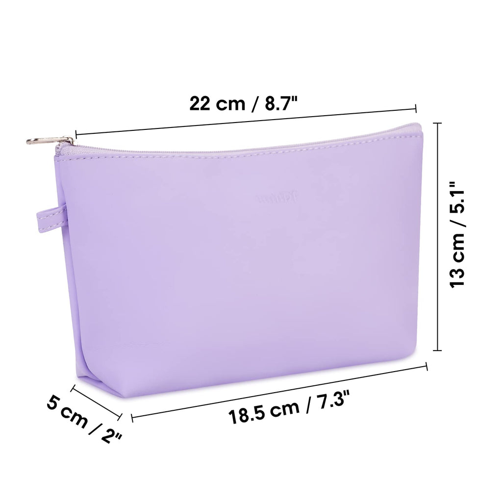 WANDF Cosmetic Bag for Women Makeup bag Organizer Mini Makeup Pouch for Purse Water Resistant Leathe Small(M-Purple)