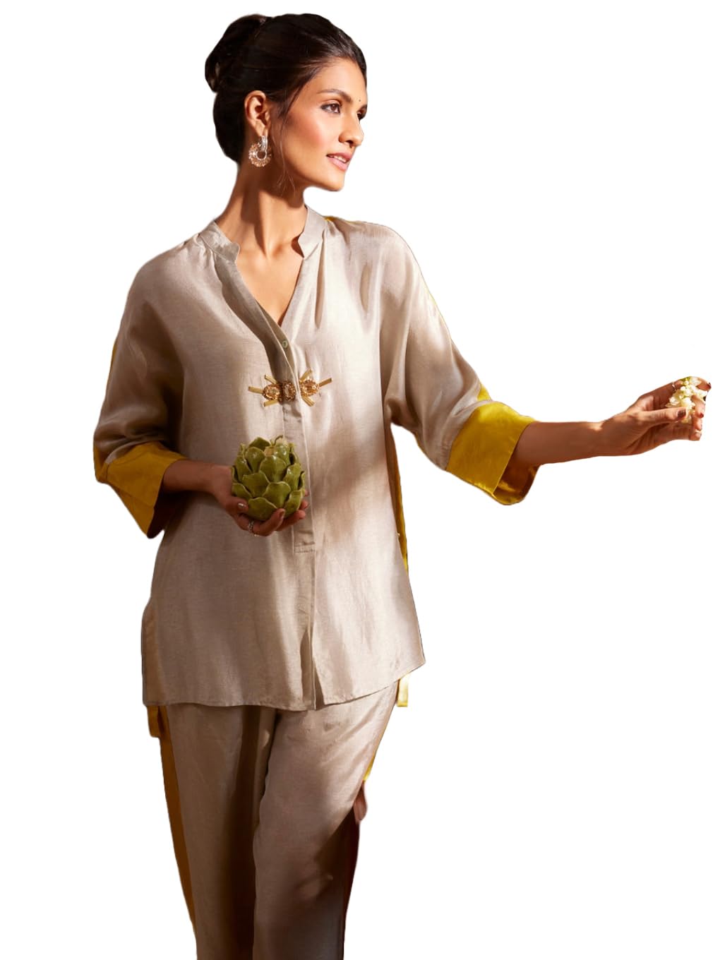 Anni Designer Women'S Rayon Viscose Solid Co-Ord Set (Dhairya Grey_Xl_Grey_X-Large)