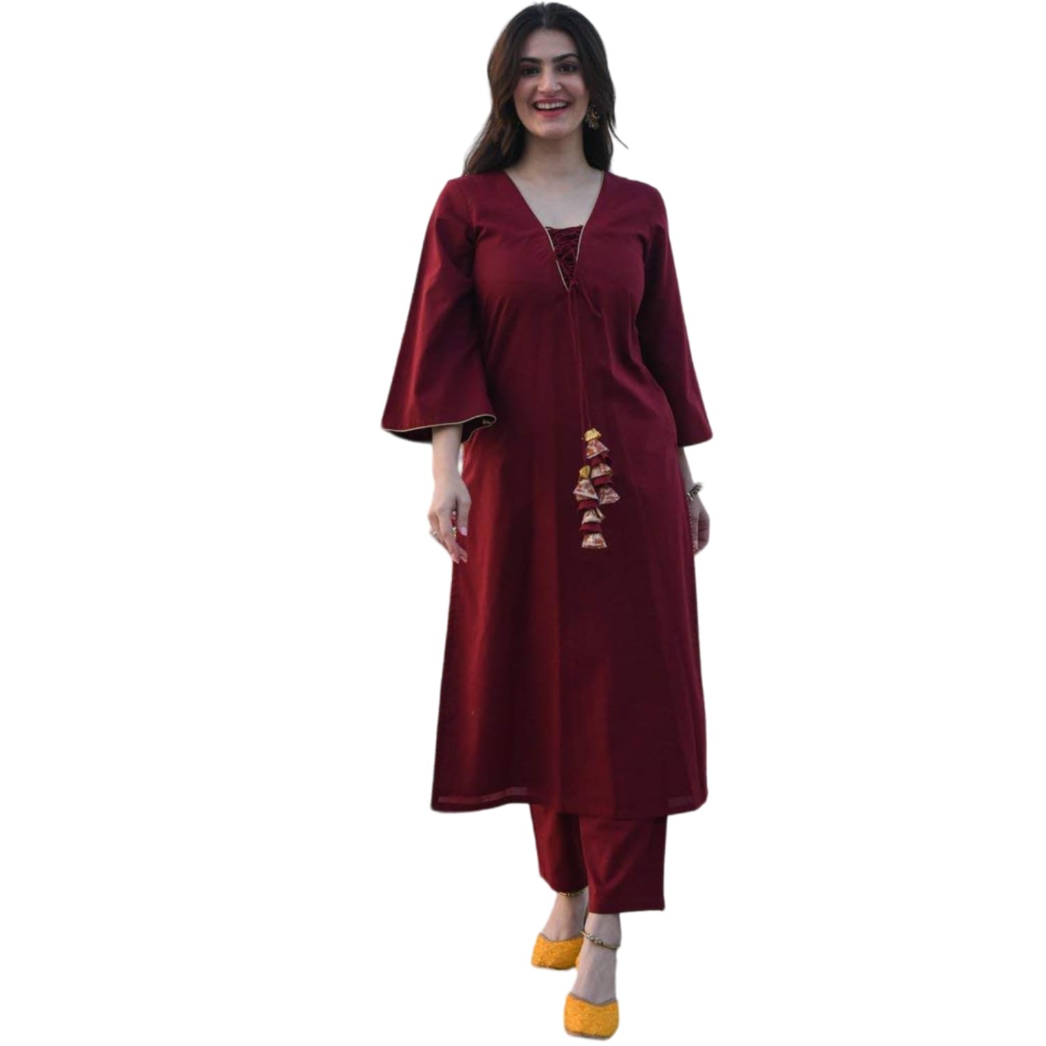 ANNI DESIGNER Women's Maroon Color Rayon Kurta with Palazzo Set (Geetha Maroon_M)