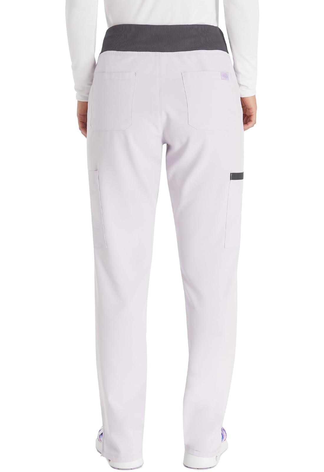 Dickies Women's Scrub Pants Natural Rise Tapered Leg Pull-On Bottoms with 7 Pockets and Knit Waistband DK005P, S Petite, Chilled