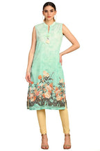 Soch Womens Turquoise Blue Chikankari Inspired Embroidered Kurta