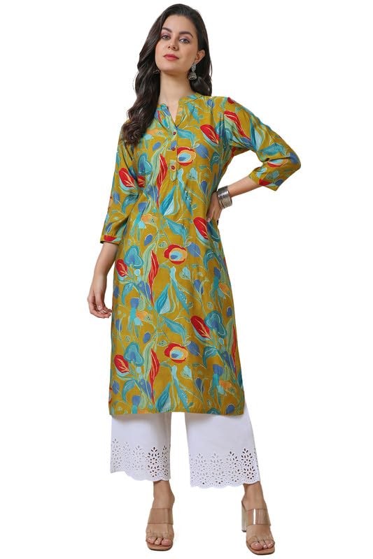 Soch Women Muslin Blend Mandarin Collar Printed Kurta