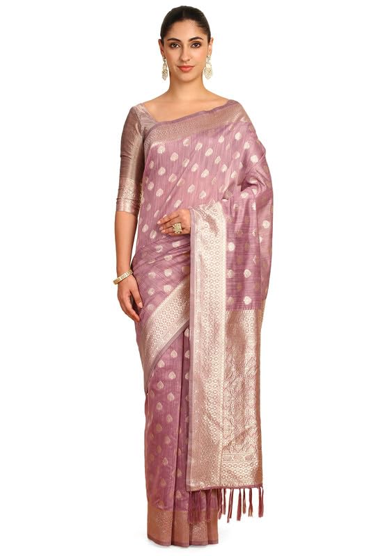 Soch Women Tussar Woven Design Saree with Tassels
