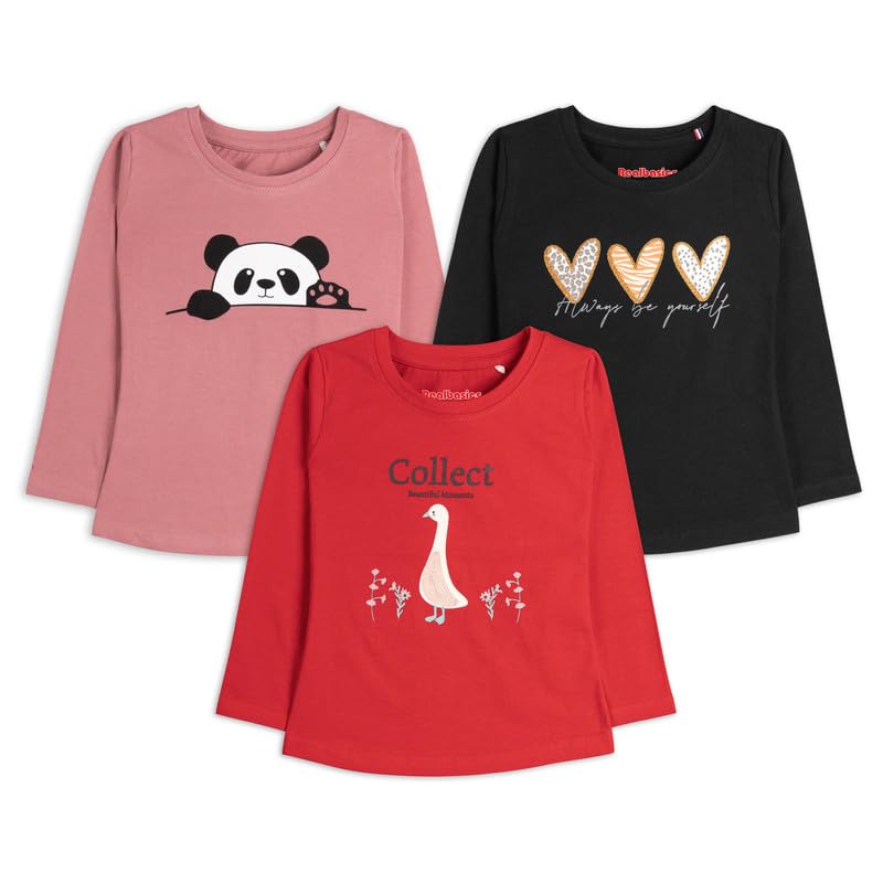 Real Basics Girls Regular Fit Full Sleeves Tshirts Set Of 3 (RbGFtopP31314Aby_Colect_Hi5) 13-14