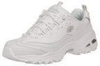 Skechers Women's D'Lites Memory Foam Lace-up Sneaker,White Silver,7 M US