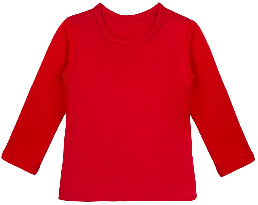 Lilax Girls' Basic Long Sleeve Round Neck Cotton T-Shirt 12 Red
