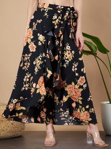Kzully | Plazzo For Women | Floral Print Plazzo | Comfortable Elastic | Beautiful Flower Priting | Stylish Colour | Multicoloure
