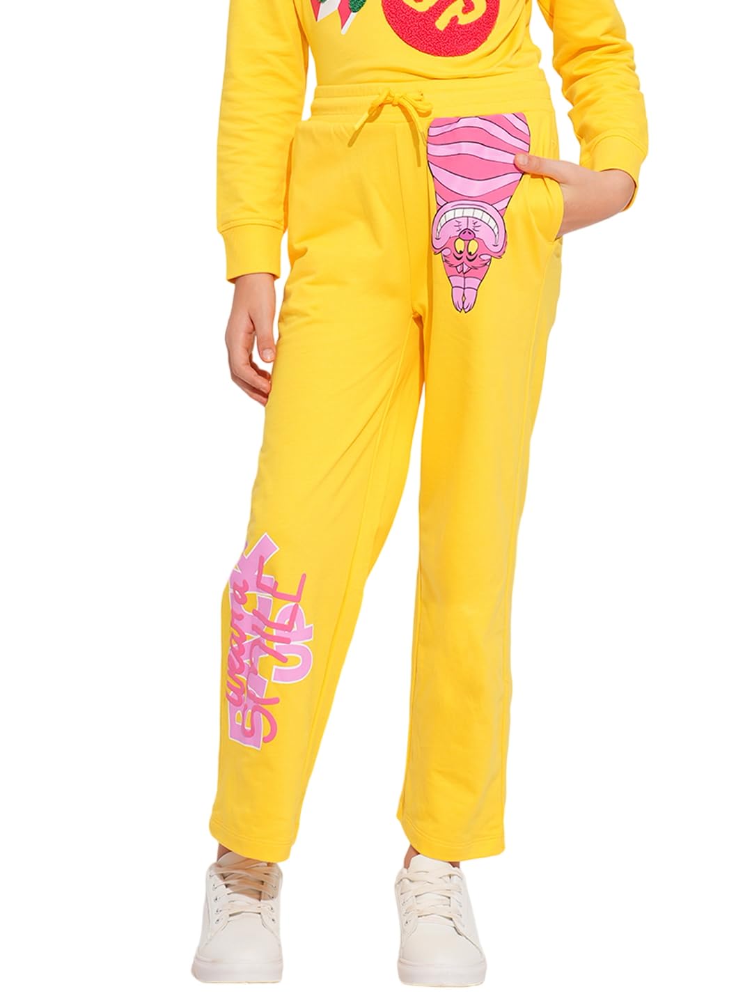 Vero Moda Girls Yellow Printed Co-Ord Set Sweatpants