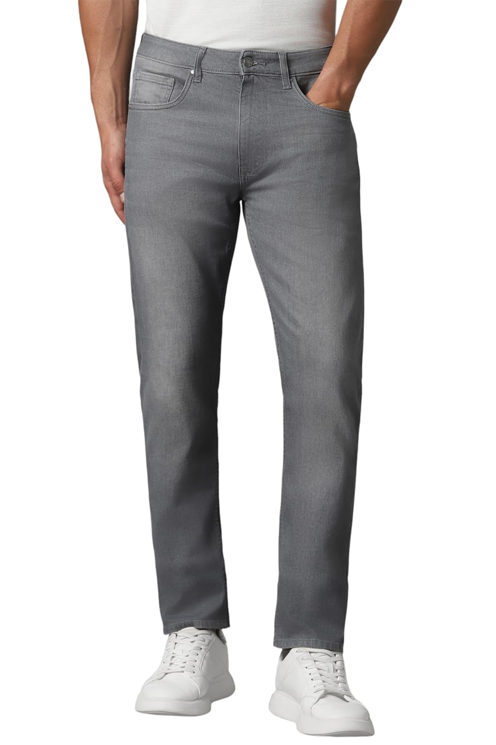 Men Grey Mid Regular Fit Jeans