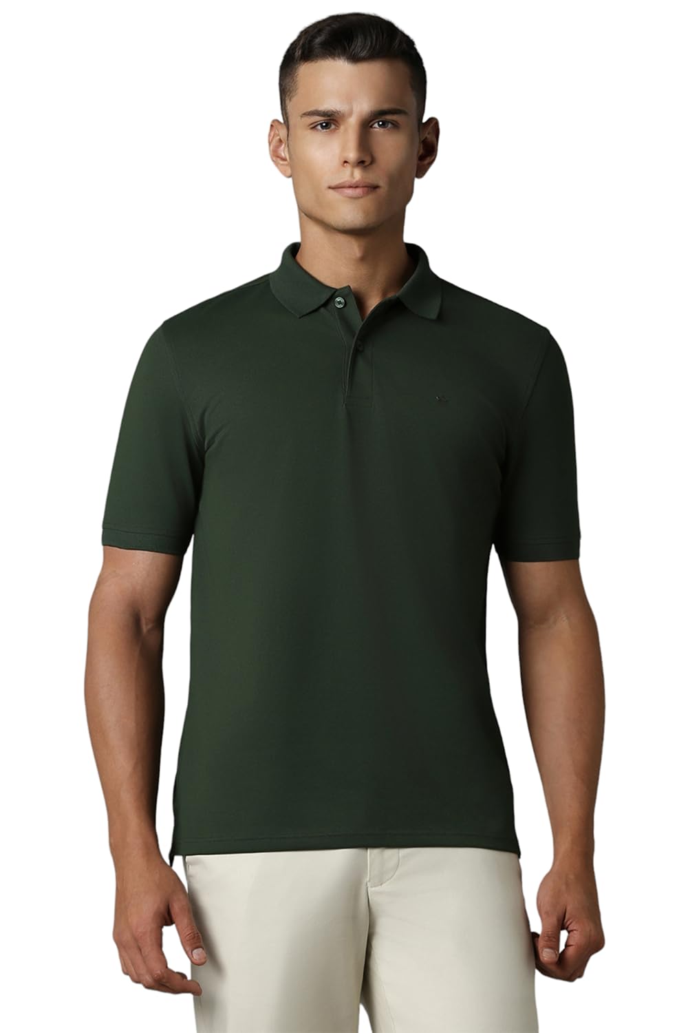 Louis Philippe MenS Polycotton Striped Regular Fit T-Shirt (Lpkpmrgbl95570_Dark Olive, Large