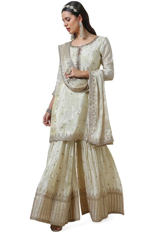 Soch Women Brocade Sharara Suit Set with Sequins