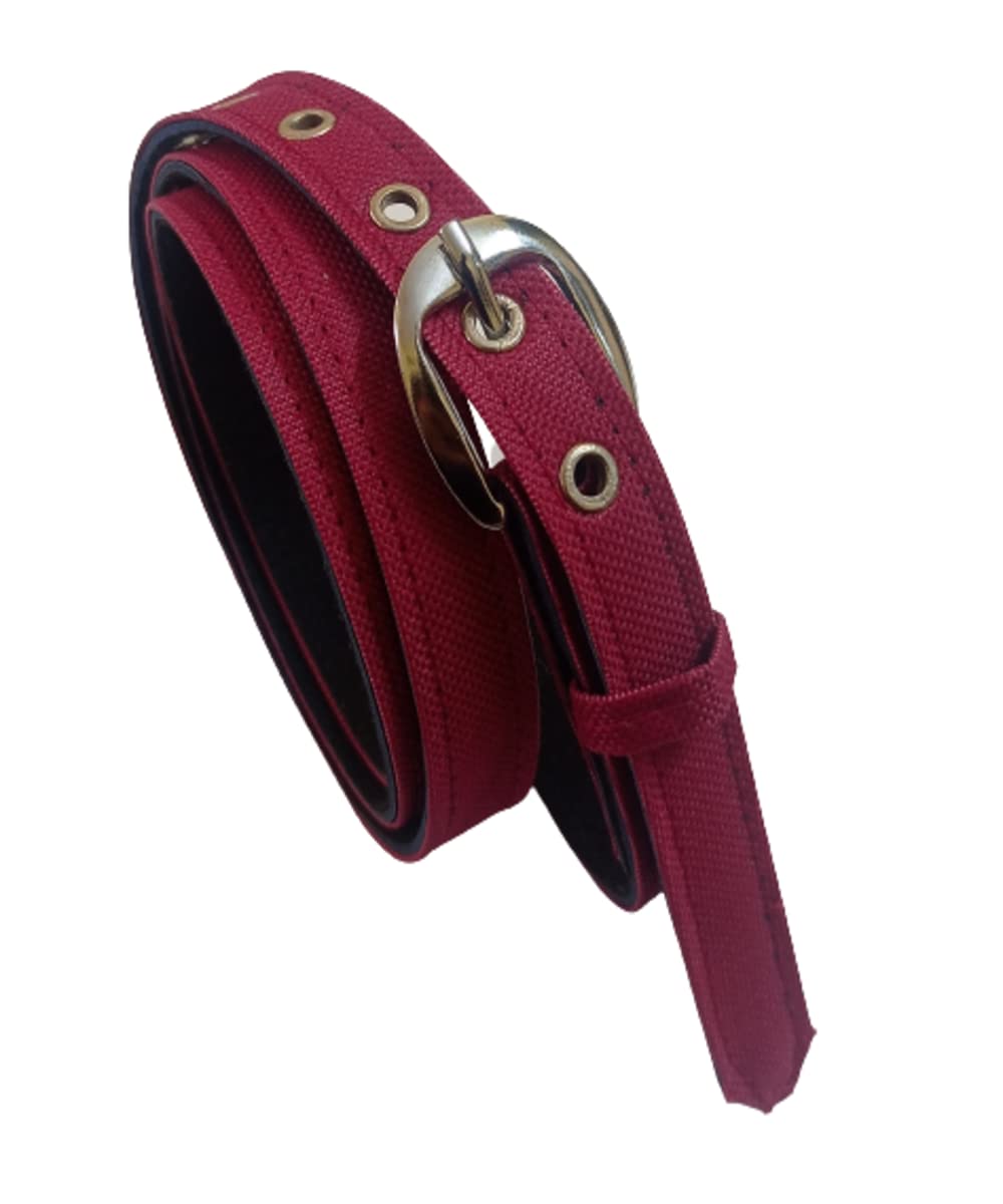 Justin Dustin Women Nerrow Sleek Xxxl Oversize Plus Size Formal Casual Denim Material Maroon Fabric Belt 46