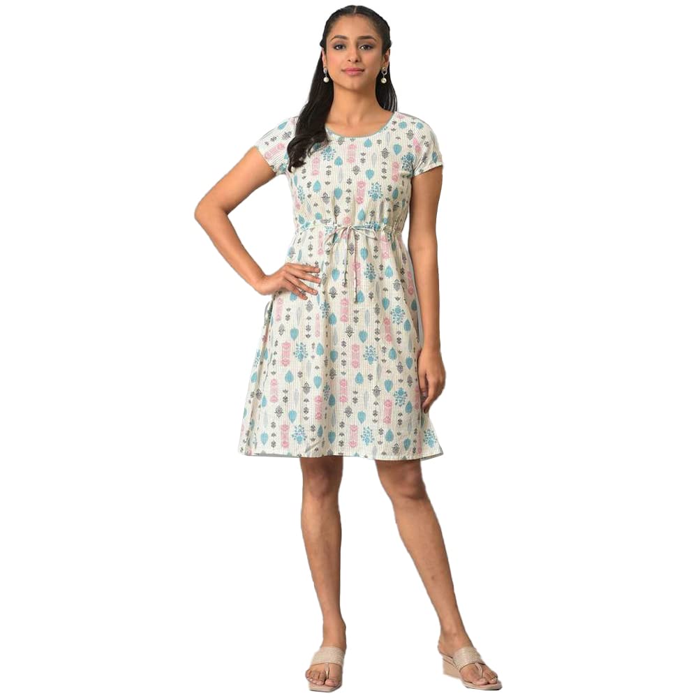 Off-White A-Line Printed Summer Dress