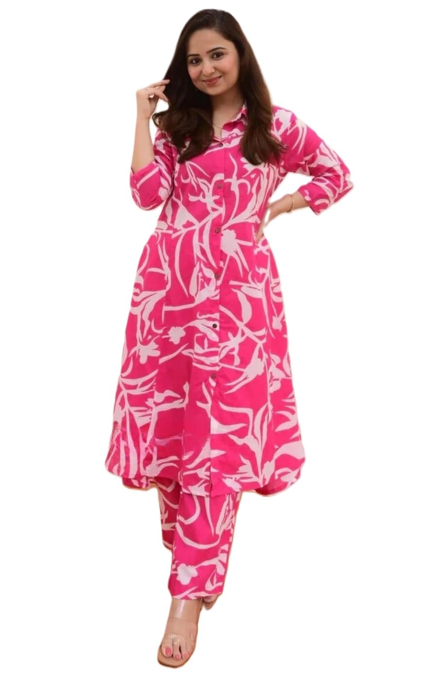 Leriya Fashion Rayon Ethnic Co Ord Set For Women Kurta Set For Women | 2 Piece Kurta Set | Kurta With Pant For Women| (Small, Pi
