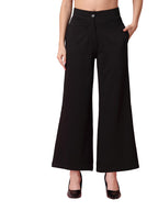 OOMPH! Women Trouser | Wide Leg High Waist Trousers | Solid Formal & Casual Pants with Front Patch Pockets | Officewear, Travel,