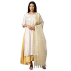 Aurelia Women'S Viscose White Gotta Patti Kurta And Dupatta Set Below The Knee Dress (22Aud10366-502044 M)