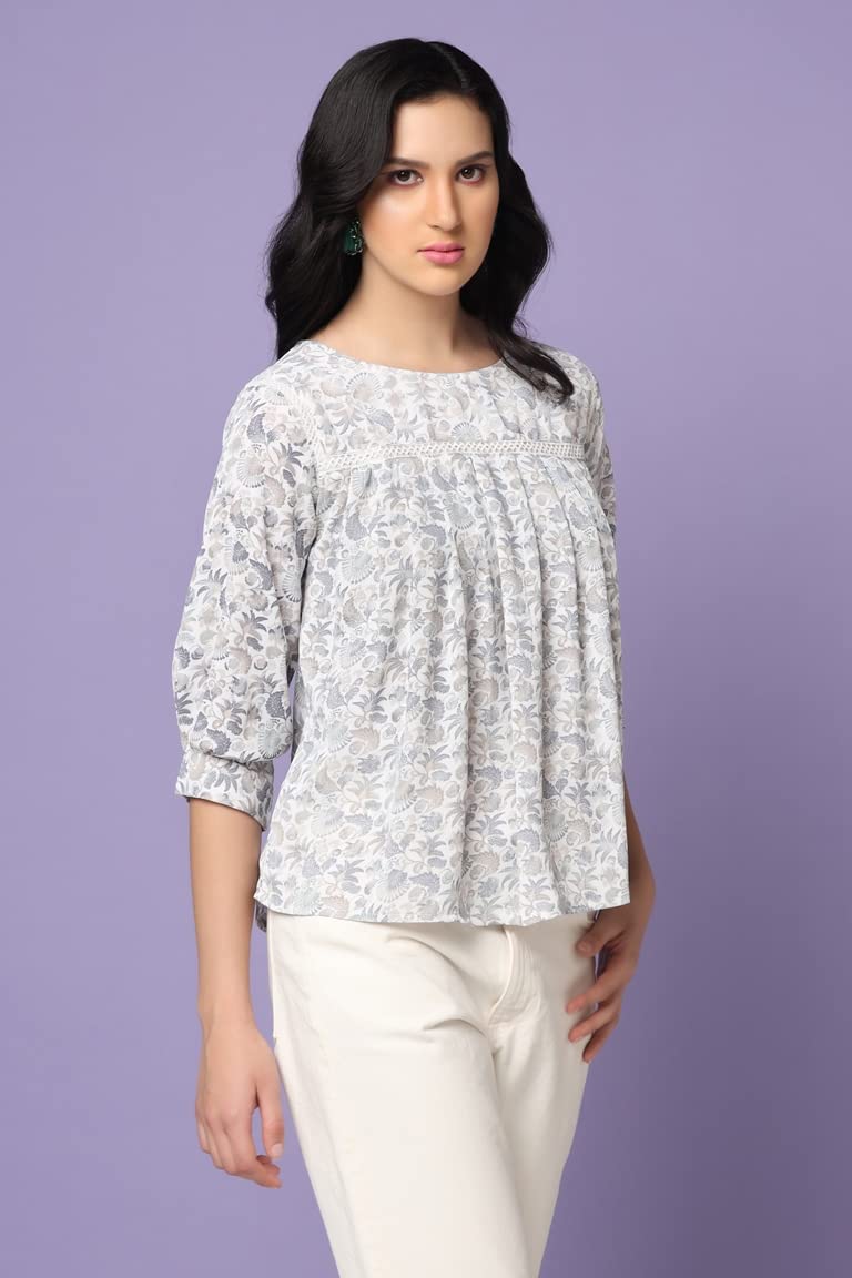 Leriya Fashion Tops For Women || Rayon Floral Printed Western Tops For Women || Casual Tops For Women || Front Plated Tops || Id