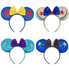 LEEMASING Sparkled Mouse Deluxe Ears headband Sequin for Boys Girls Women Cosplay Costume Party Birthday Christmas