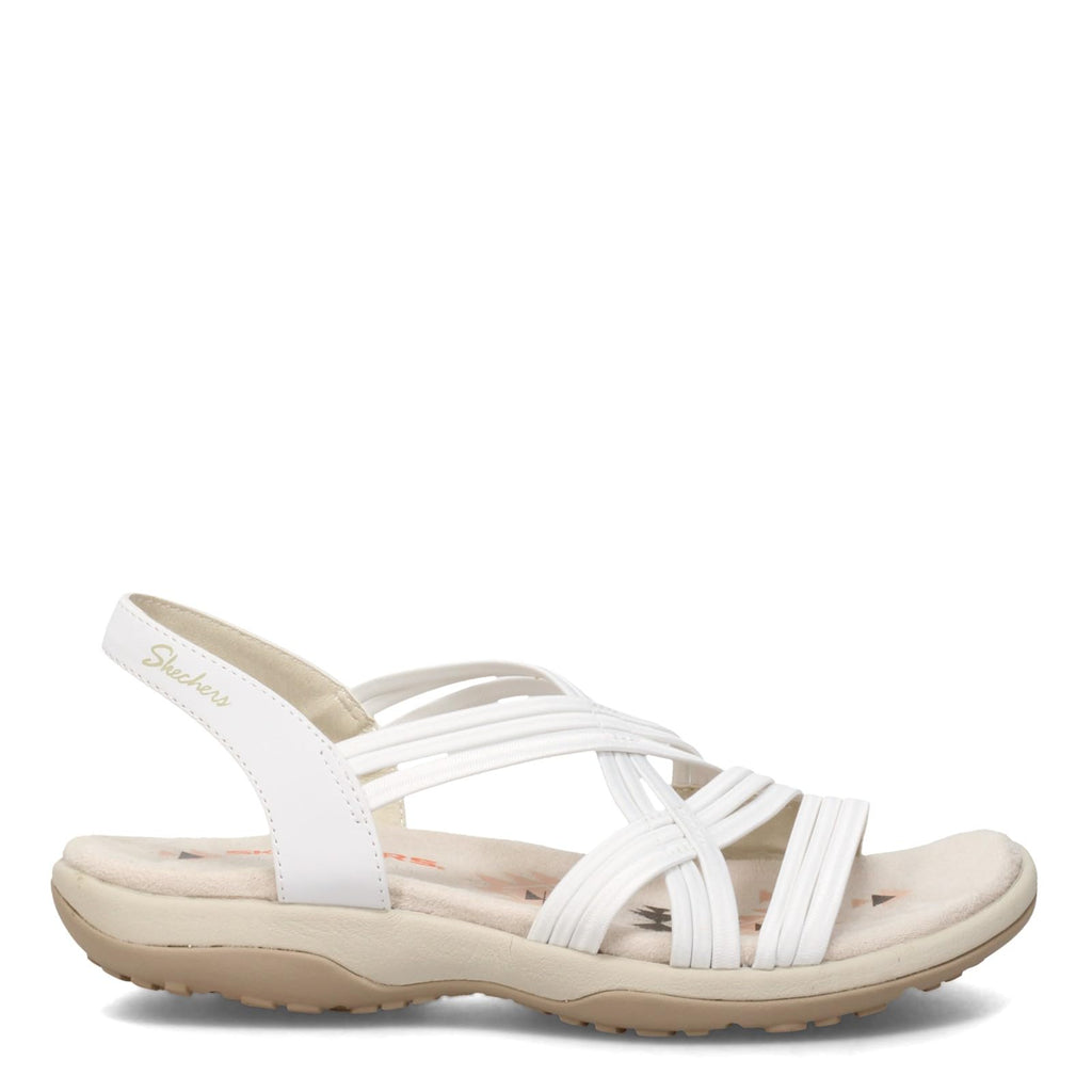 Skechers Women's Reggae Slim-Simply Stretch Sport Sandal, White, 10