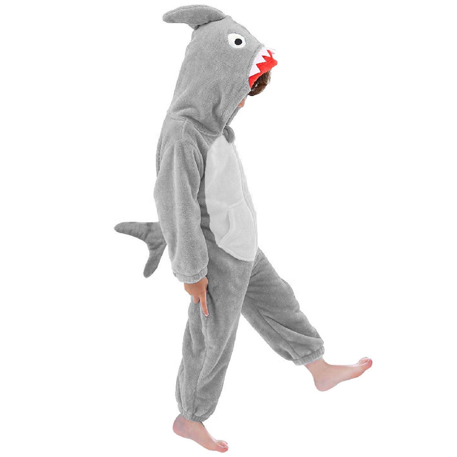 LOLANTA Funny Halloween Costumes Kids Shark One Piece Animal Rompers for Kids Halloween Fancy Dress(Gray, 2-3T)