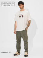 The Souled Store Official Marvel: Best Buds Men and Boys Short Sleeves Round Neck White Graphic Printed Cotton Oversized T-Shirt