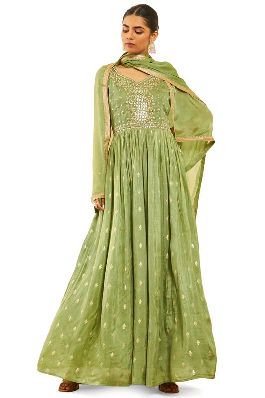 Soch Women Woven Design Ethnic Gown with Mirrors