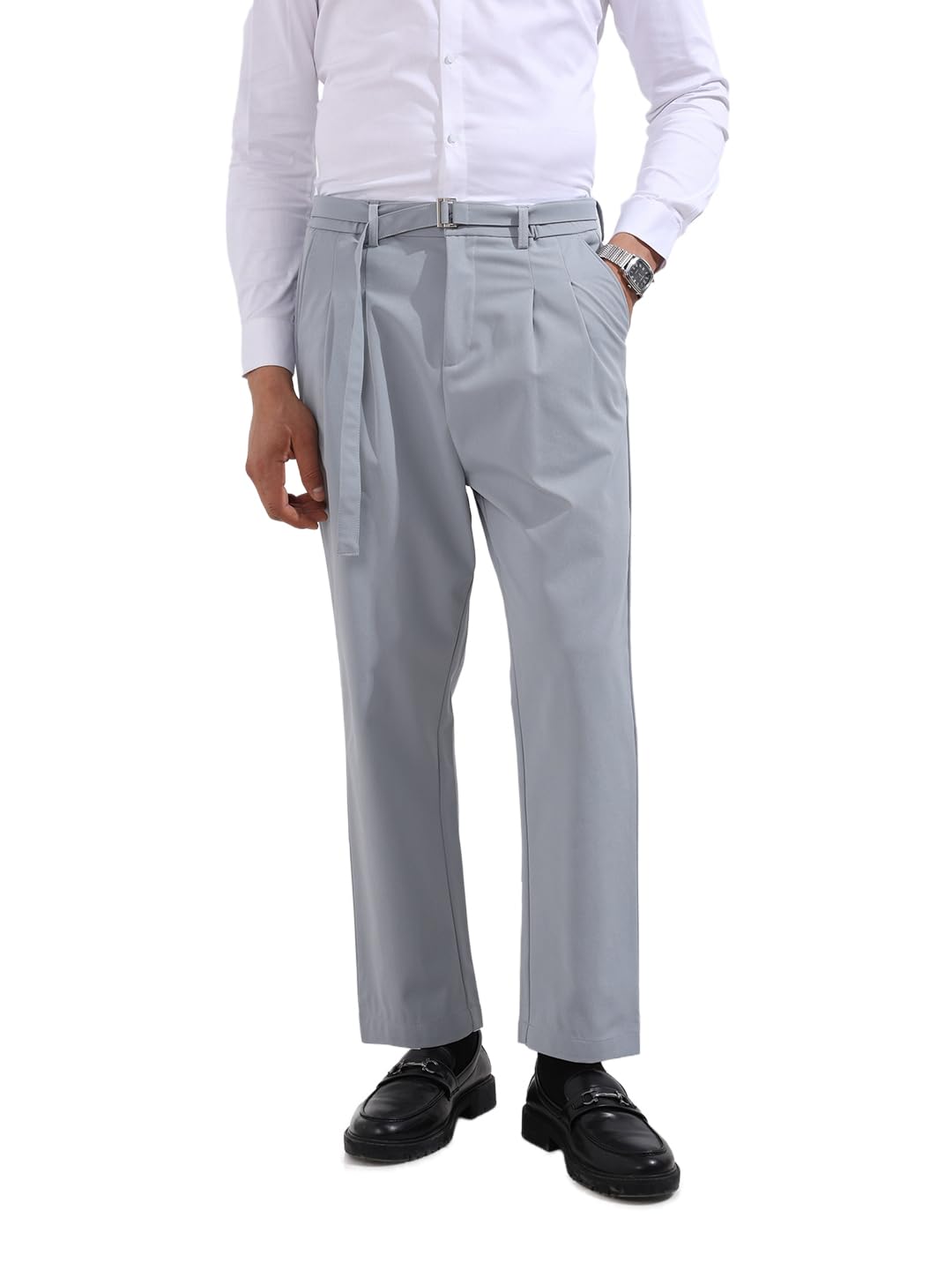The Indian Garage Co Mens Relaxed Fit Mid-Rise Textured Gurkha Sweater