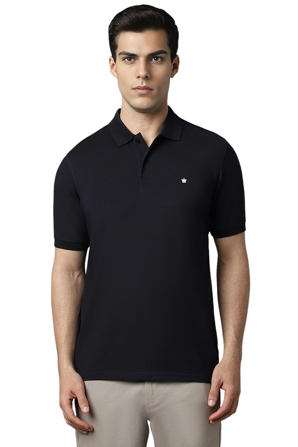 Louis Philippe MenS Polycotton Solid Regular Fit T-Shirt (Lpkpmrgbn25520_Navy, Xl