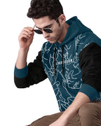 Noble Monk MenS Printed Cotton Blend Hooded Neck Sweatshirt | Full Sleeves | Casual Hoodie For Men