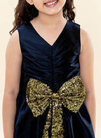 A.T.U.N. (ALL THINGS UBER NICE) Girls Sequined Party Dress Navy-Gold