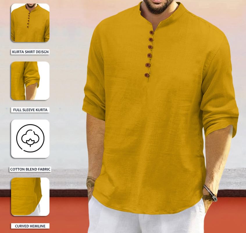 Macsivo MenS Cotton Full Sleeve Short Kurta