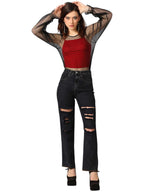 Kotty Women High Rise Cotton Lycra Distressed Jeans