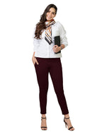 Lyra Cotton Strech Pencil Pant For Women | Mid-Waist | Fashionwear Maroon