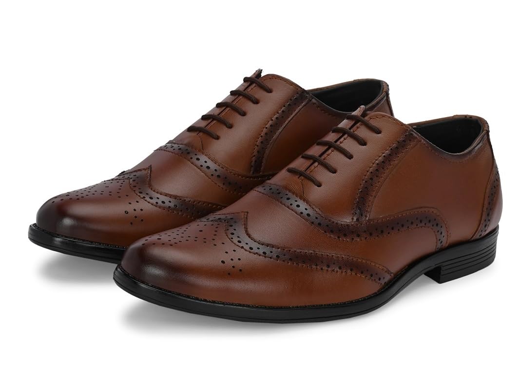 Massari Mens Genuine Leather Brogue Lace Up Formal Shoes 8