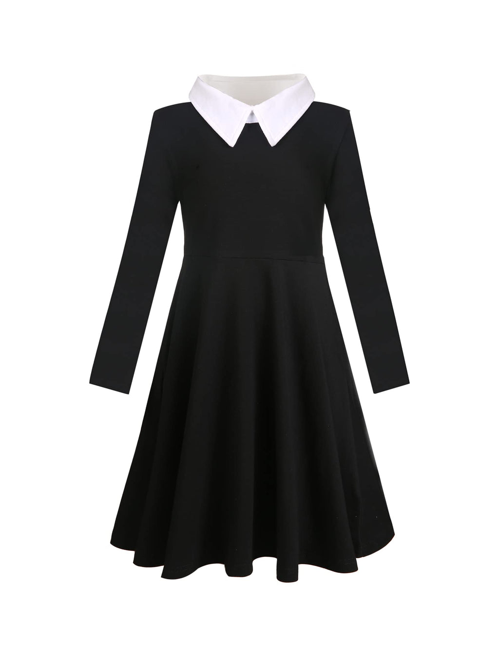 Jorssar Girls Black Halloween Peter Pan Collar Dress Clothes Kids Cotton Long Sleeve Twirly Dress Size 7 8 Years Old