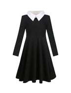 Jorssar Girls Black Halloween Peter Pan Collar Dress Clothes Kids Cotton Long Sleeve Twirly Dress Size 7 8 Years Old