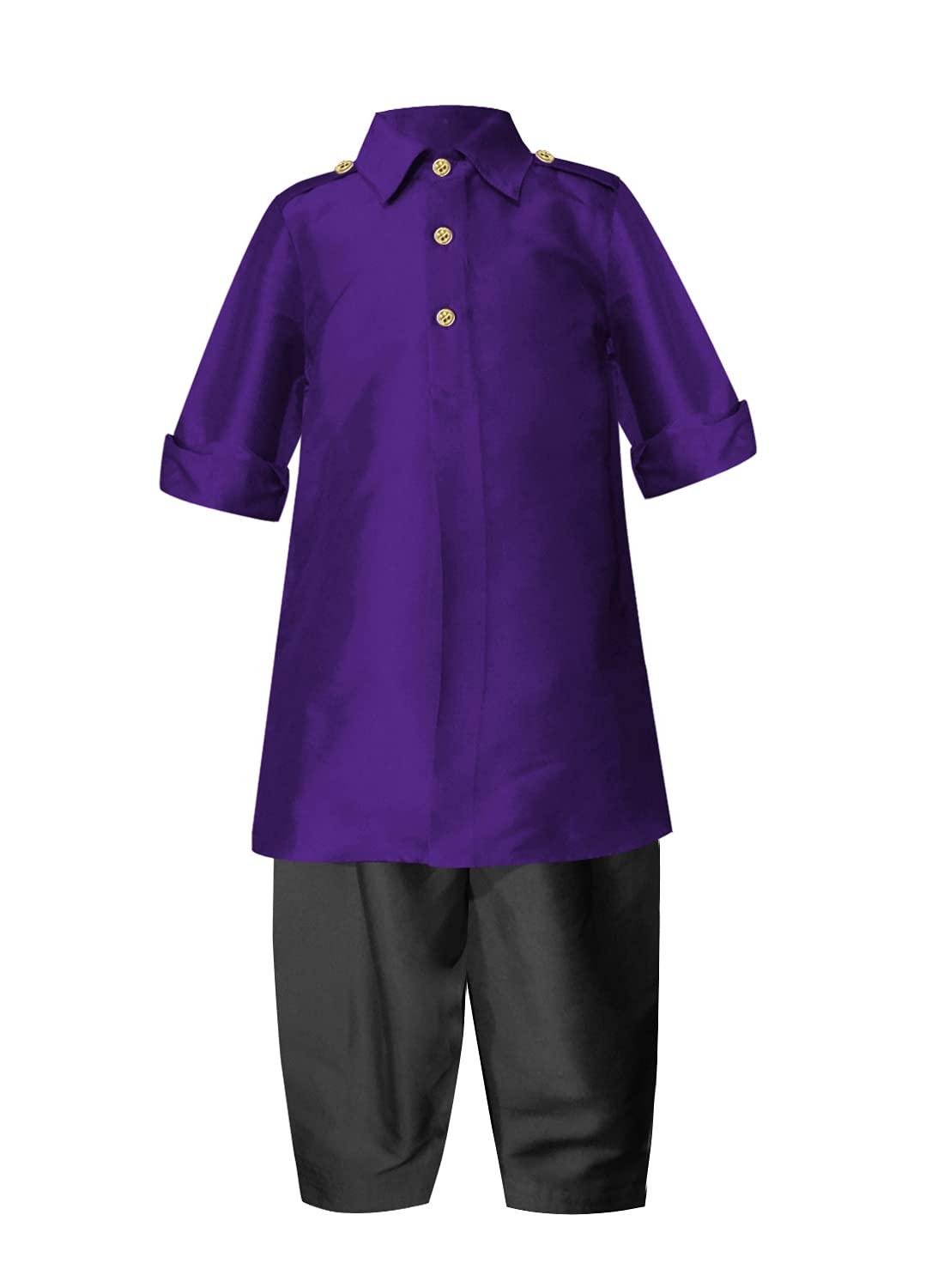 A.T.U.N Boy'S Regular Pathani Suit (Bkls Pts_Purple-Black 8-9 Years)