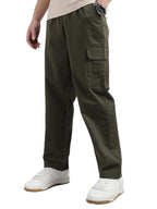Veirdo Men's Cotton Baggy Fit Ankle Length Mid Rise 4 Pocket Cargos