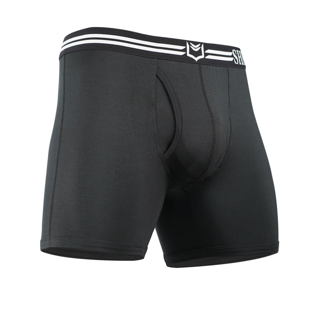 SHEATH 4.0 Men's Modal Boxer Briefs - BLACK - M 32-34 | Dual Pouch, Athletic Fit