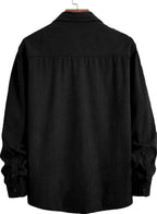 Deelmo MenS Full Sleeve Corduroy Shirt | Stylish Textured Casual Button-Down Shacket For Autumn Winter | Dual Pocket Front Desig