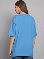 Juneberry Pure Cotton Oversized Baggy Fit Cool You Are Doing Great Graphic Printed Royal Blue T-Shirt For Women (Os_J_Urdnggrt_A