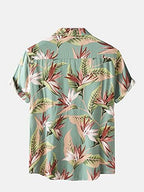 Leriya Fashion Shirt for Men | Tropical Leaf Printed Rayon Shirts for Men | Preppy Short Sleeves | Spread Collared Neck | Perfec