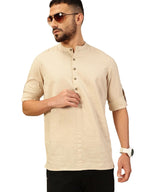 Thomas Scott Mens Linen Solid Kurta Shirt (Ts1529_Lightbeige_Xl) Light Beige